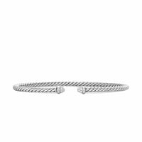 Micro Cable Flex® Bracelet Sterling Silver with Pavé Diamond Domes, 2.6mm