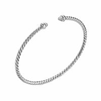 Micro Cable Flex® Bracelet Sterling Silver with Pavé Diamond Domes, 2.6mm
