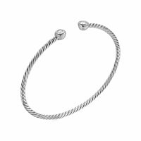 Micro Cable Flex® Round Bracelet Sterling Silver with Diamonds, 2.6mm