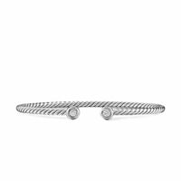 Micro Cable Flex® Round Bracelet Sterling Silver with Diamonds, 2.6mm