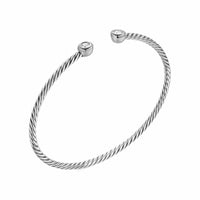 Micro Cable Flex® Round Bracelet Sterling Silver with Diamonds, 2.6mm