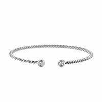 Micro Cable Flex® Round Bracelet Sterling Silver with Diamonds, 2.6mm