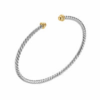 Micro Cable Flex® Bracelet Sterling Silver with 14K Yellow Gold, 2.6mm