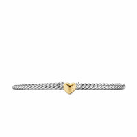 Micro Cable Flex® Heart Station Bracelet Sterling Silver with 14K Yellow Gold, 2.6mm