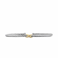 Micro Cable Flex® X Bracelet Sterling Silver with 14K Yellow Gold, 2.6mm