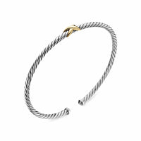 Micro Cable Flex® X Bracelet Sterling Silver with 14K Yellow Gold, 2.6mm