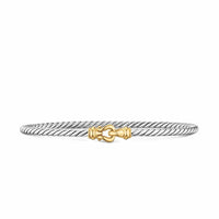 Micro Cable Flex® Buckle Bracelet Sterling Silver with 14K Yellow Gold, 2.6mm