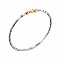 Micro Cable Flex® Buckle Bracelet Sterling Silver with 14K Yellow Gold, 2.6mm