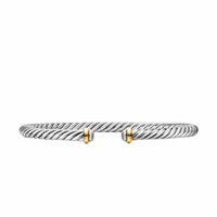 Cable Flex® Bracelet Sterling Silver with 14K Yellow Gold, 4mm