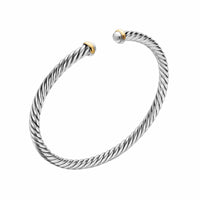 Cable Flex® Bracelet Sterling Silver with 14K Yellow Gold, 4mm