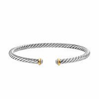 Cable Flex® Bracelet Sterling Silver with 14K Yellow Gold, 4mm
