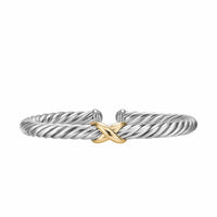 Cable Flex® X Bracelet Sterling Silver with 14K Yellow Gold, 6mm
