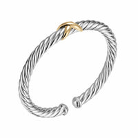 Cable Flex® X Bracelet Sterling Silver with 14K Yellow Gold, 6mm