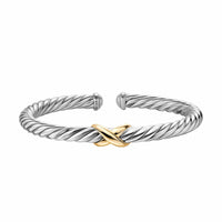 Cable Flex® X Bracelet Sterling Silver with 14K Yellow Gold, 6mm