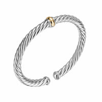 Cable Flex® Center Station Bracelet Sterling Silver with 14K Yellow Gold, 6mm