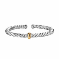 Cable Flex® Center Station Bracelet Sterling Silver with 14K Yellow Gold, 6mm