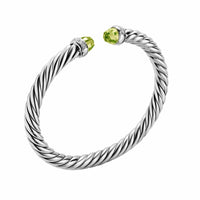 Cable Flex® Bracelet Sterling Silver with Peridot and Diamonds, 6mm