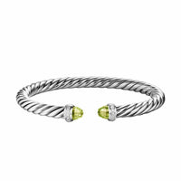 Cable Flex® Bracelet Sterling Silver with Peridot and Diamonds, 6mm