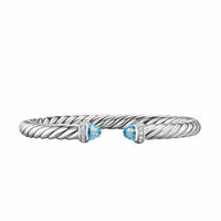 Cable Flex® Bracelet Sterling Silver with Blue Topaz and Diamonds, 6mm