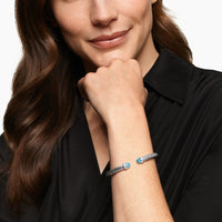 Cable Flex® Bracelet Sterling Silver with Blue Topaz and Diamonds, 6mm