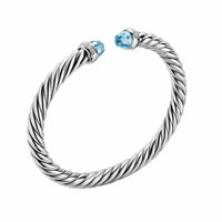 Cable Flex® Bracelet Sterling Silver with Blue Topaz and Diamonds, 6mm
