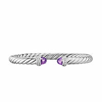 Cable Flex® Bracelet Sterling Silver with Amethyst and Diamonds, 6mm