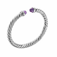 Cable Flex® Bracelet Sterling Silver with Amethyst and Diamonds, 6mm