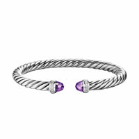 Cable Flex® Bracelet Sterling Silver with Amethyst and Diamonds, 6mm