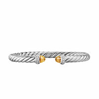 Cable Flex® Bracelet Sterling Silver with Citrine and Diamonds, 6mm