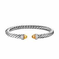 Cable Flex® Bracelet Sterling Silver with Citrine and Diamonds, 6mm