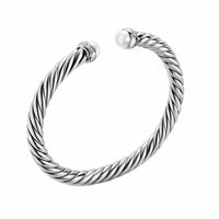 Cable Flex® Bracelet Sterling Silver with Pearls and Diamonds, 6mm
