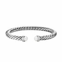 Cable Flex® Bracelet Sterling Silver with Pearls and Diamonds, 6mm