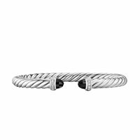 Cable Flex® Bracelet Sterling Silver with Black Onyx and Diamonds, 6mm