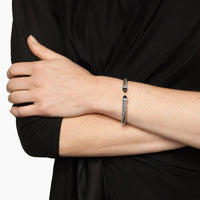 Cable Flex® Bracelet Sterling Silver with Black Onyx and Diamonds, 6mm