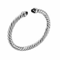 Cable Flex® Bracelet Sterling Silver with Black Onyx and Diamonds, 6mm