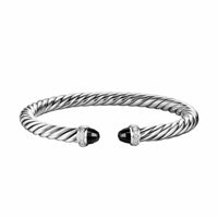 Cable Flex® Bracelet Sterling Silver with Black Onyx and Diamonds, 6mm