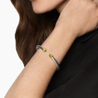 Cable Flex® Bracelet Sterling Silver with 14K Yellow Gold and Peridot, 6mm