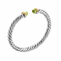 Cable Flex® Bracelet Sterling Silver with 14K Yellow Gold and Peridot, 6mm