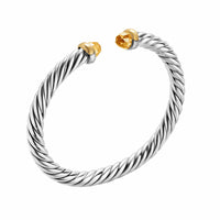 Cable Flex® Bracelet Sterling Silver with 14K Yellow Gold and Citrine, 6mm