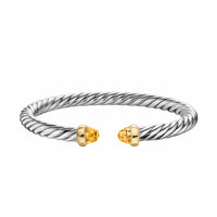 Cable Flex® Bracelet Sterling Silver with 14K Yellow Gold and Citrine, 6mm