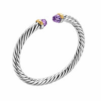 Cable Flex® Bracelet Sterling Silver with 14K Yellow Gold and Amethyst, 6mm
