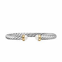 Cable Flex® Bracelet Sterling Silver with 14K Yellow Gold and Pearls, 6mm