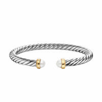 Cable Flex® Bracelet Sterling Silver with 14K Yellow Gold and Pearls, 6mm