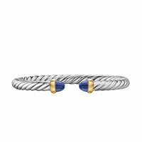 Cable Flex® Bracelet Sterling Silver with 14K Yellow Gold and Lapis, 6mm