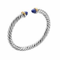 Cable Flex® Bracelet Sterling Silver with 14K Yellow Gold and Lapis, 6mm