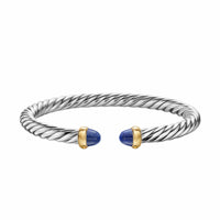 Cable Flex® Bracelet Sterling Silver with 14K Yellow Gold and Lapis, 6mm