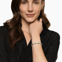Cable Flex® Bracelet Sterling Silver with 14K Yellow Gold and Green Onyx, 6mm