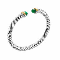 Cable Flex® Bracelet Sterling Silver with 14K Yellow Gold and Green Onyx, 6mm