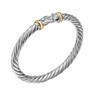 Cable Flex® Buckle Bracelet Sterling Silver with 14K Yellow Gold, 6mm