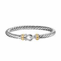 Cable Flex® Buckle Bracelet Sterling Silver with 14K Yellow Gold, 6mm